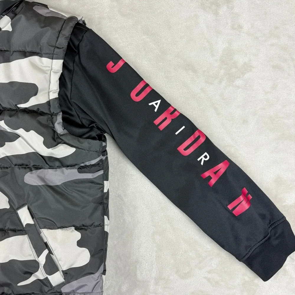 Air Jordan Vest Jacket Youth L 12-13 YR Camouflage Puffer Hoodie Jump Man Zip Up